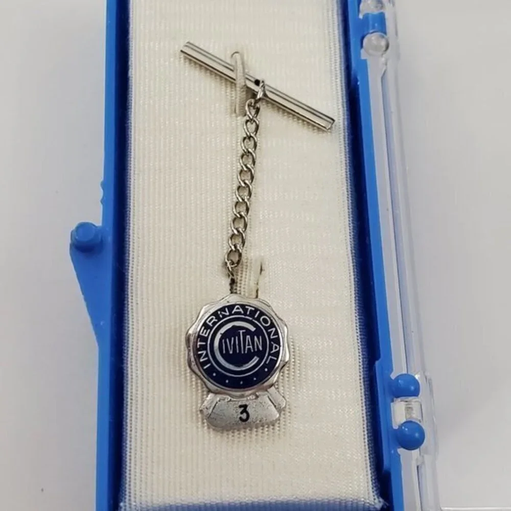 Civitan International 3‎ Tie Tack Chain Silver Tone